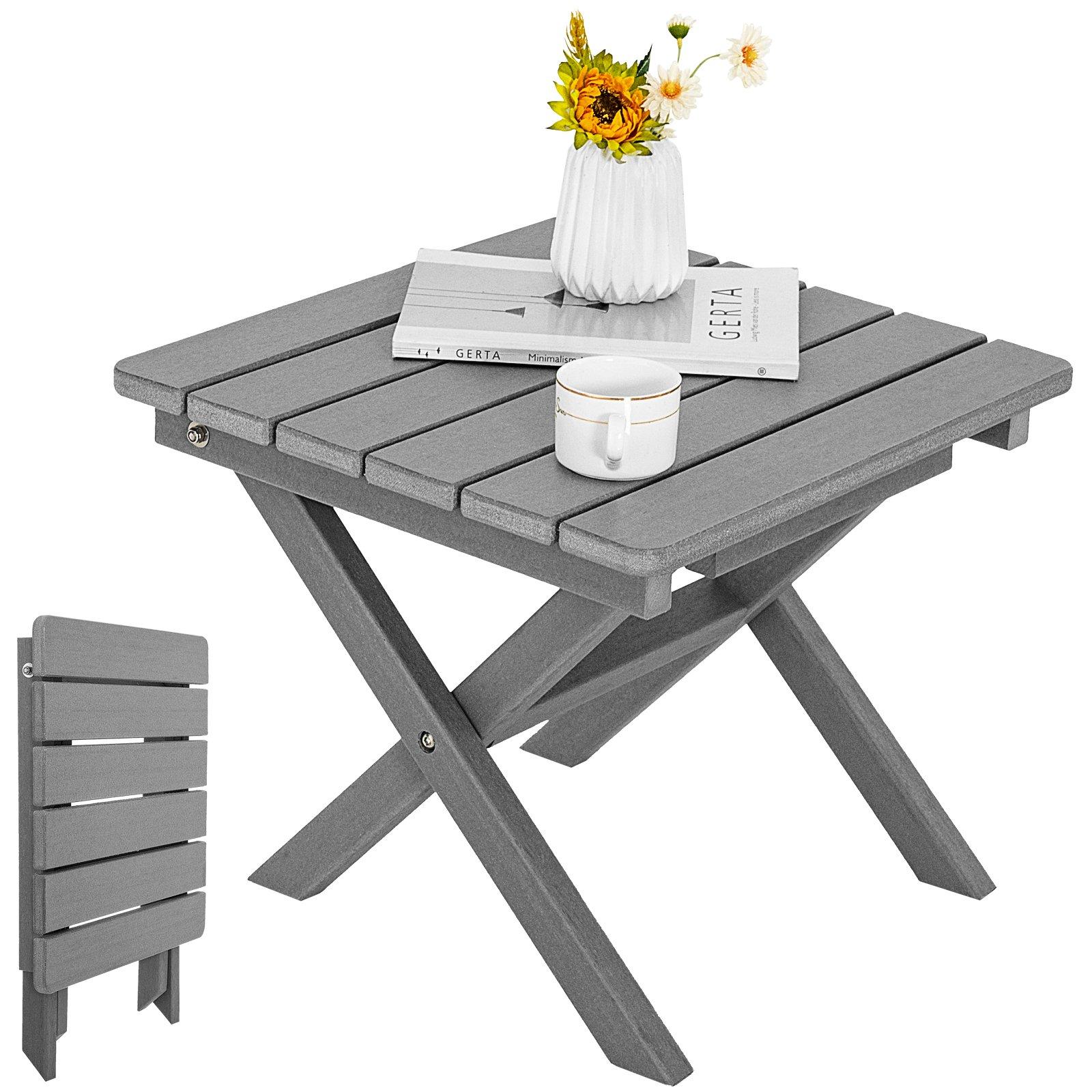 Outdoor Folding Side Table Weather-Resistant Adirondack Compact Square End Table