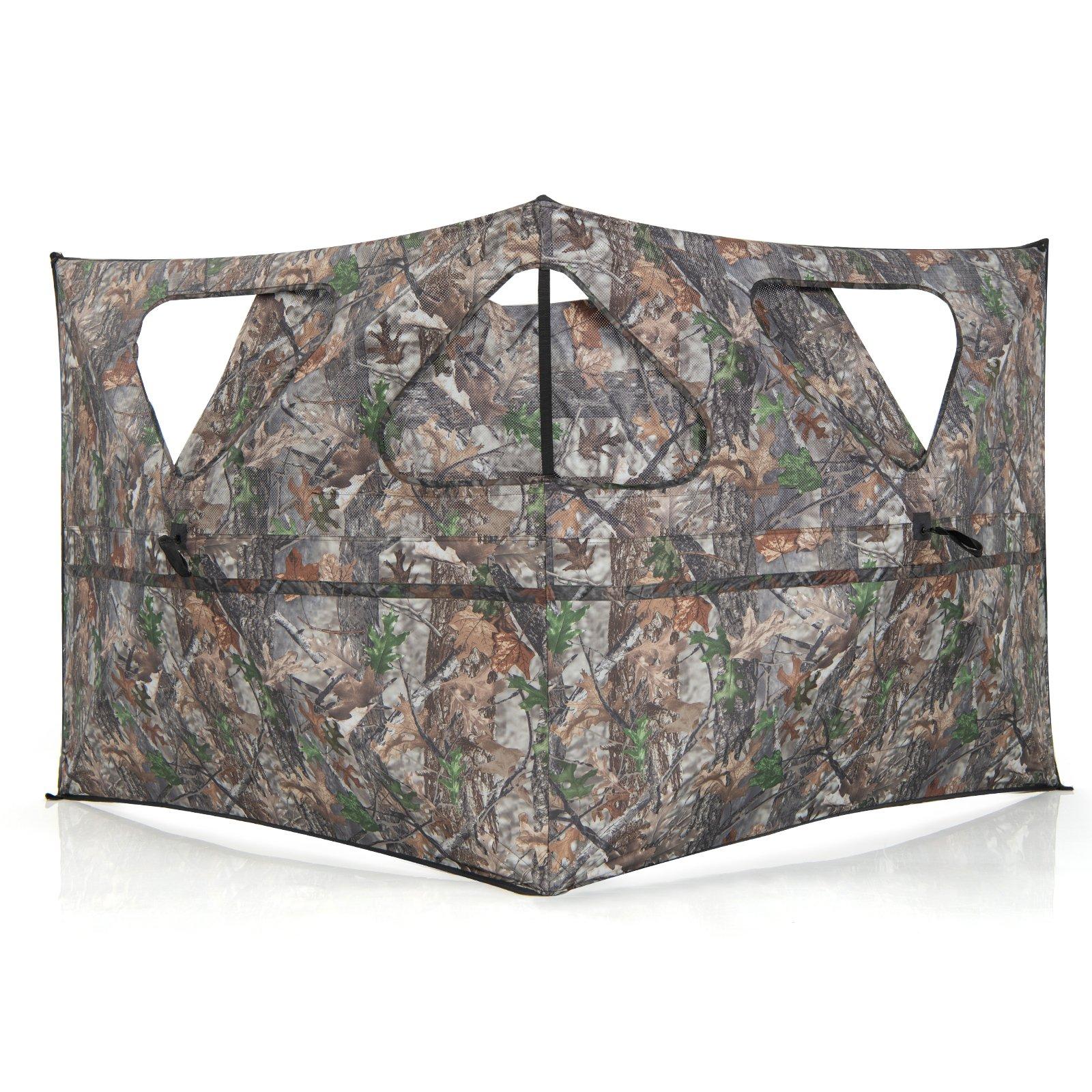 Portable Hunting Blind 2-Panel Pop up Hunting Ground Blind 360 Degree See Throug