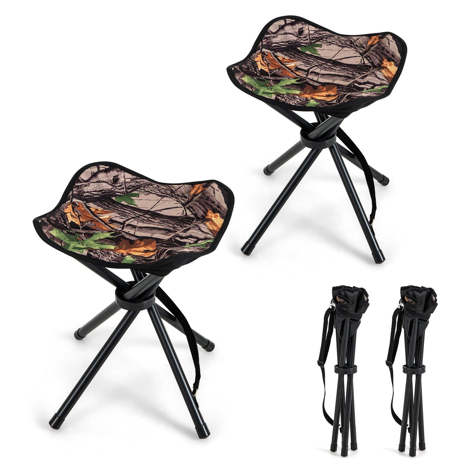 2 Pack Portable Tripod Hunting Chair Folding Hunting Stool Seat w/ Shoulder Strap