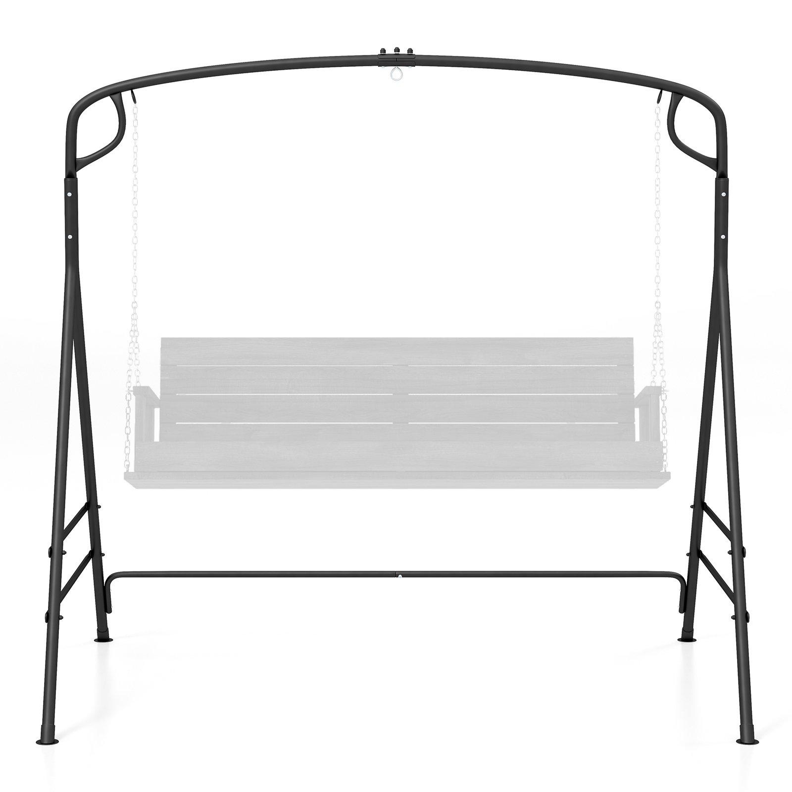 Outdoor Metal Swing Frame Sturdy A-Shaped Porch Swing Stand w/ Extra Side Bars