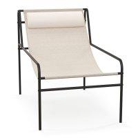 Garden Patio Modern Sling Lounge Accent Chair Metal Frame Leisure Chair w/ Removable Headrest Pillow