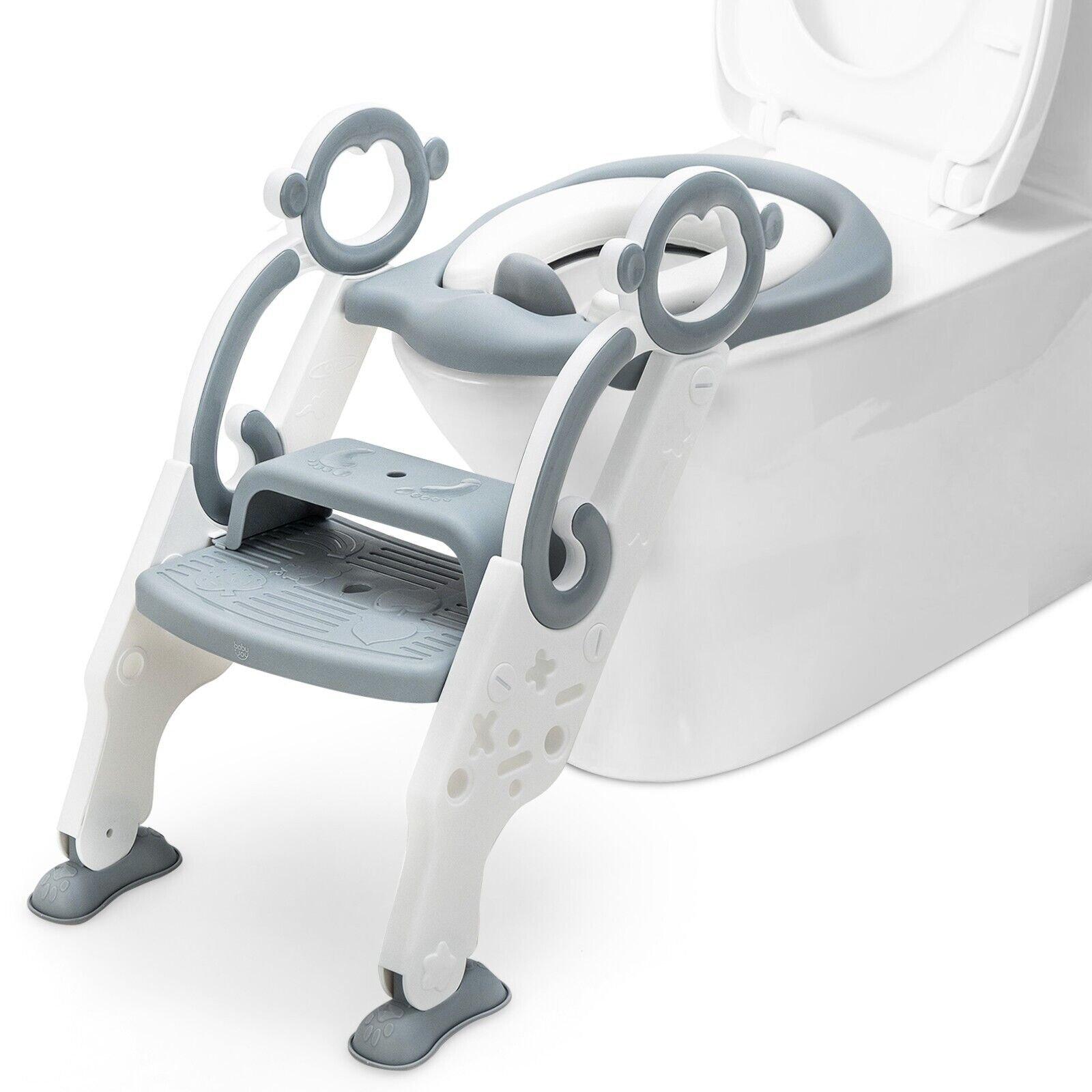 Potty Training Toilet Seat Non-Slip Step Height-Adjustable Foldable Chair Ladder