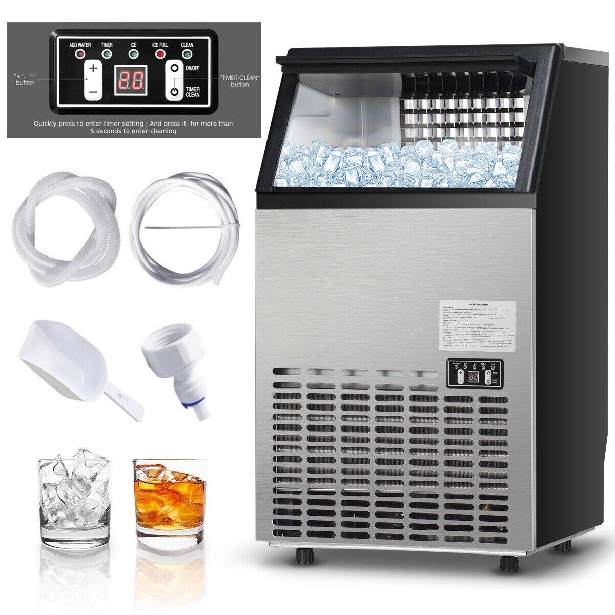 50KG/24H Ice Maker Commercial Ice Cube Making Machine Self-Cleaning Home Office