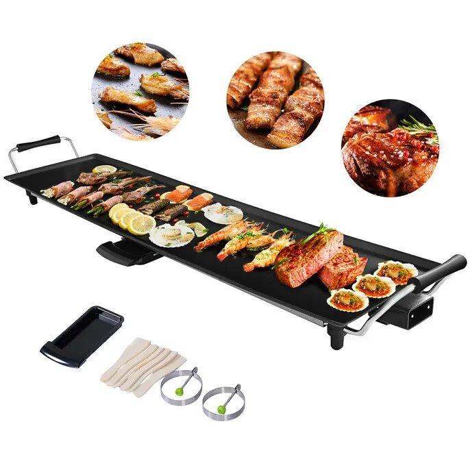 Electric Teppanyaki Table Grill 48 x 27CM Non-Stick Griddle BBQ Hot Plate 2000W