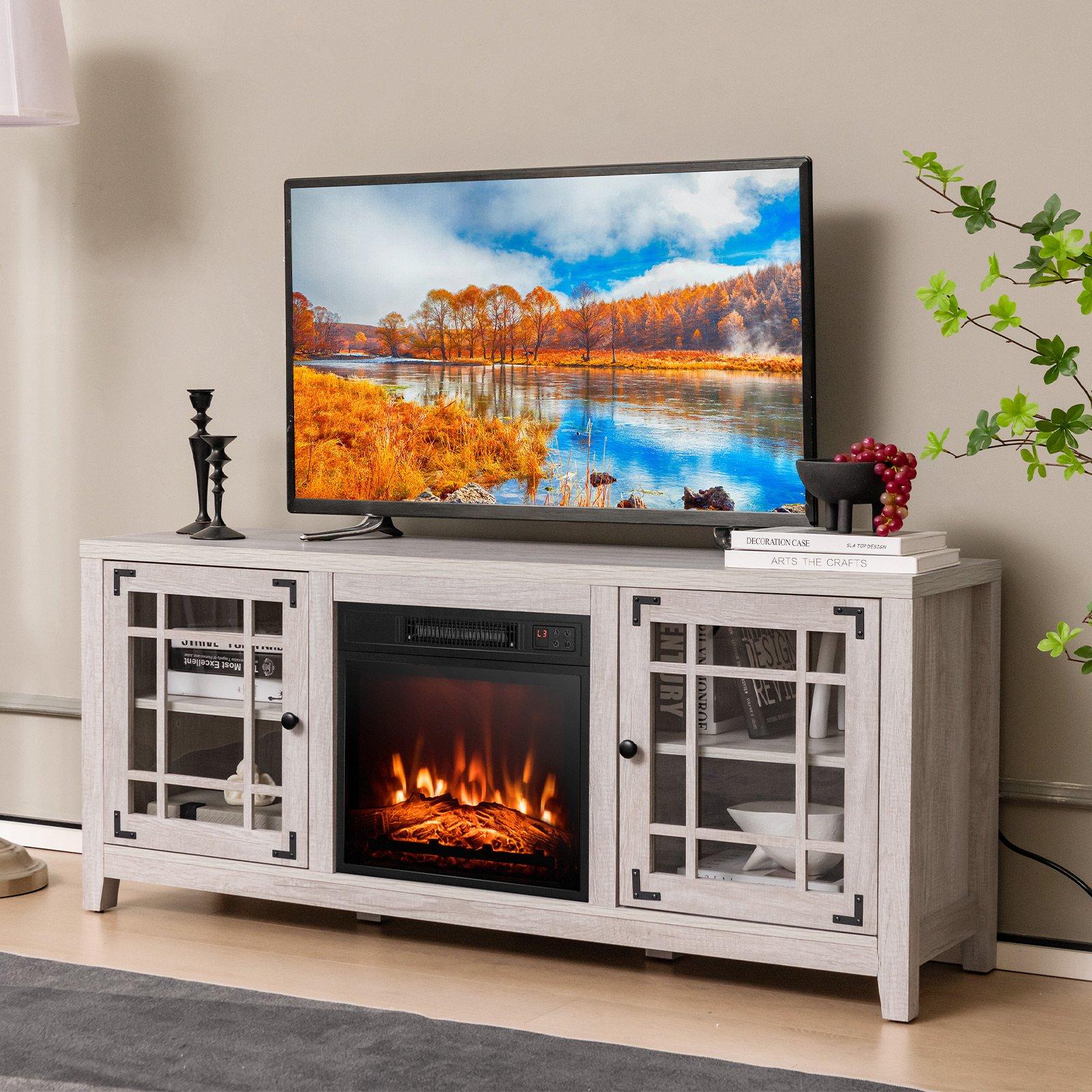 Fireplace TV Stand for TVs up to 65 Inches W/ 2000W Electric Fireplace Insert