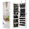 Costway Wall-mounted Jewelry Storage Cabinet Door Hanging Jewelry Armoire w/ Full Mirror thumbnail 1