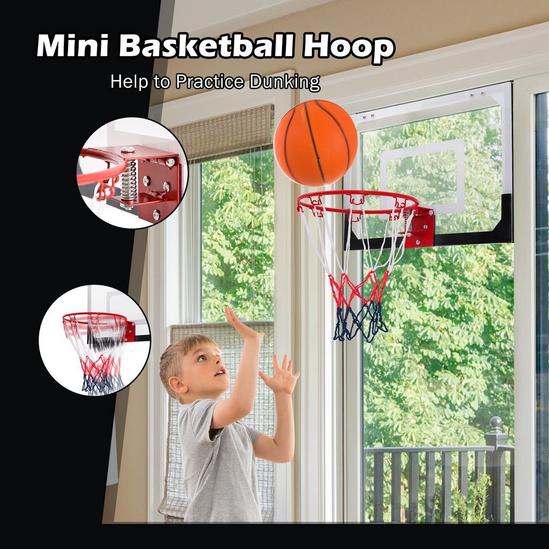 Costway Mini Basketball Hoop Over-The-Door Basketball Backboard Indoor Outdoor Exercise 6