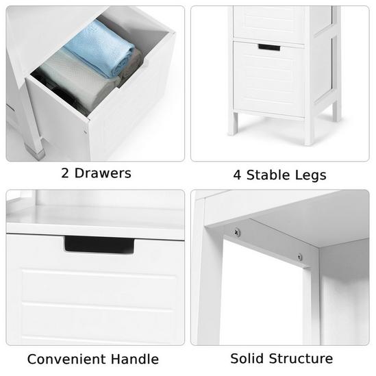 Costway 5-Tier Bathroom Tall Cabinet Storage Organizer Rack Stand Cupboard 2 drawers 4