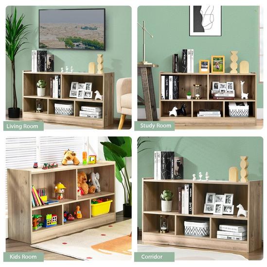 Costway Kids Storage Shelf Unit 5-Cubby Wooden Children Bookcase Toy Storage Organizer 6