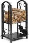 Costway Fireplace Log Rack Set 4-Piece Fireplace Tools Wrought Iron Storage Logs Holder thumbnail 1