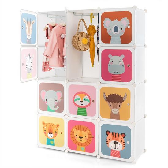 Costway Portable Kids Wardrobe 12-Cube Baby Closet Dresser Children's Storage Organizer 1