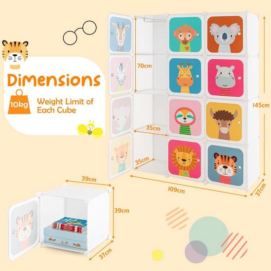 Costway Portable Kids Wardrobe 12-Cube Baby Closet Dresser Children's Storage Organizer 2