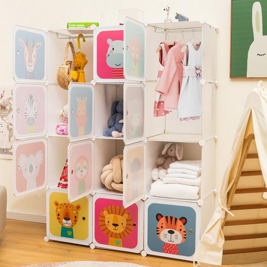 Costway Portable Kids Wardrobe 12-Cube Baby Closet Dresser Children's Storage Organizer 5