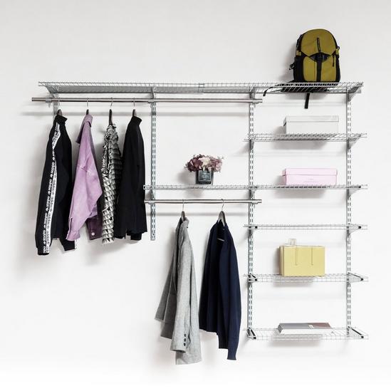 Costway Wall Mounted Closet System Metal Hanging Storage Organizer Rack with Hanging Rod 2