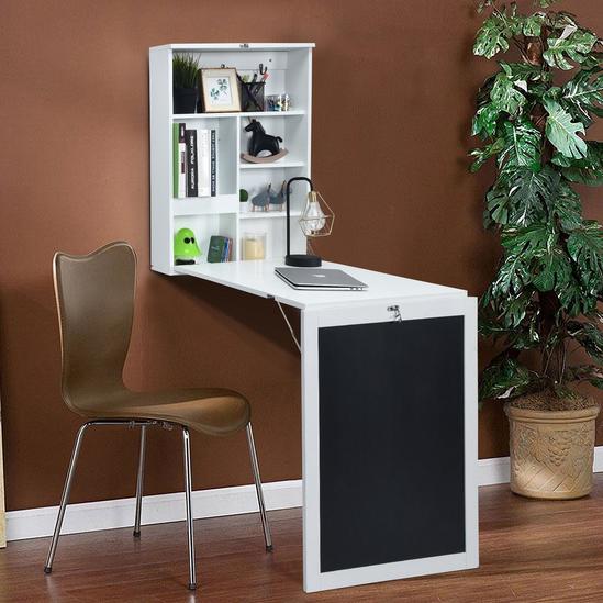 Costway Folding Wall Mounted Drop-Leaf Table Space Saving Floating Computer Desk 3