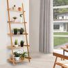 Costway 5 Tier Ladder Shelf Bamboo Leaning Wall Rack Bookcase Display Storage Shelves thumbnail 4