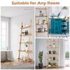 Costway 5 Tier Ladder Shelf Bamboo Leaning Wall Rack Bookcase Display Storage Shelves thumbnail 6
