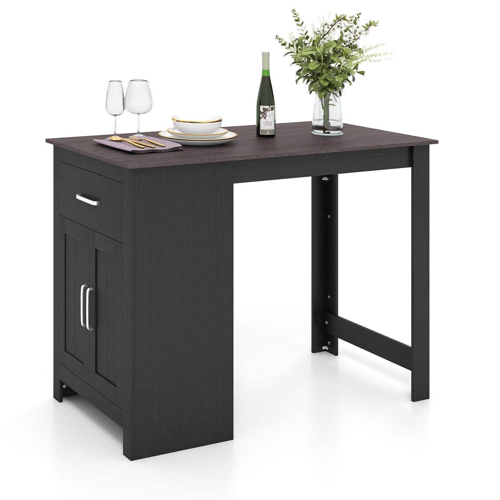 Counter Height Table with Storage Rectangular Pub Table