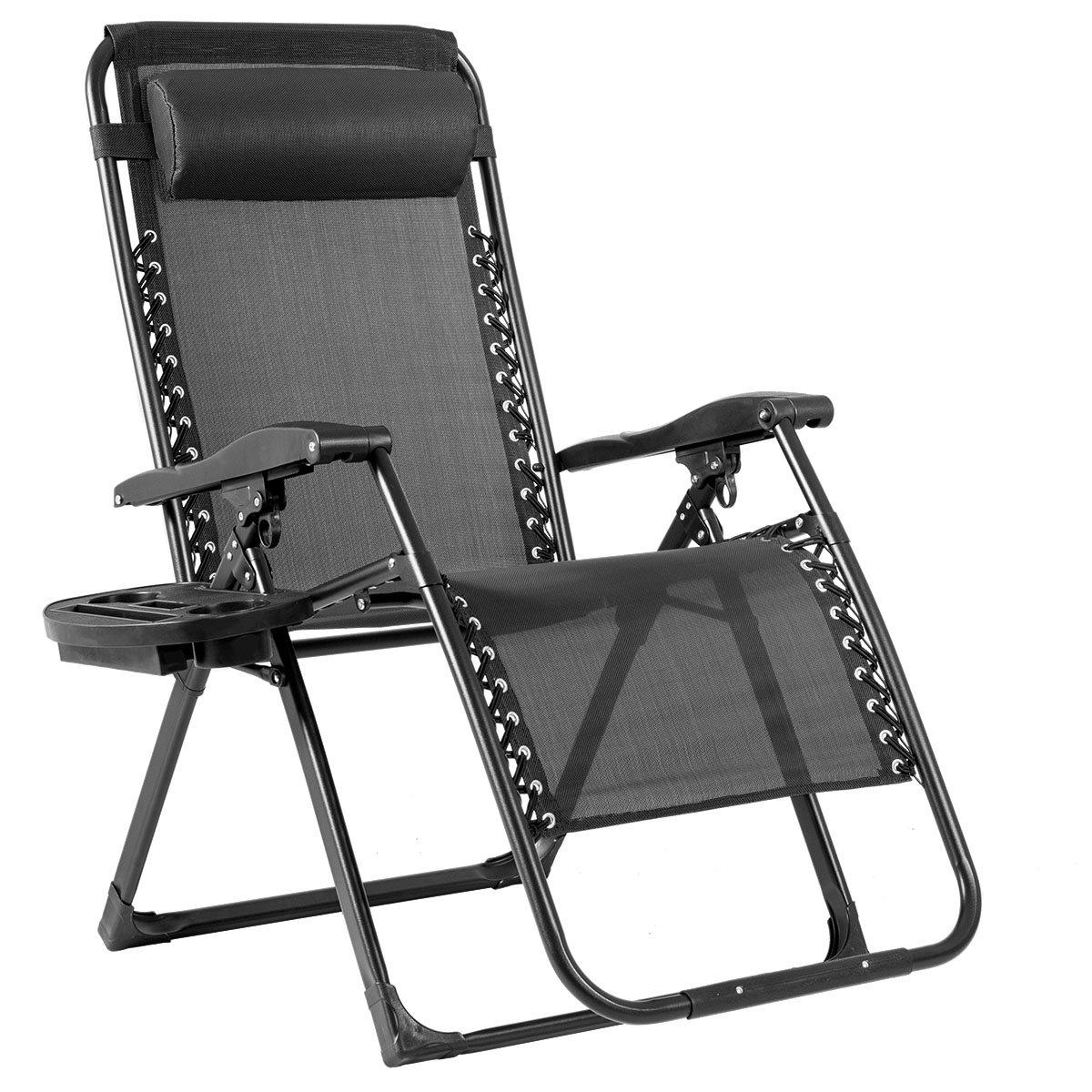Folding Zero Gravity Chair Lounge Chaise Chair Recliner with Detachable Headrest