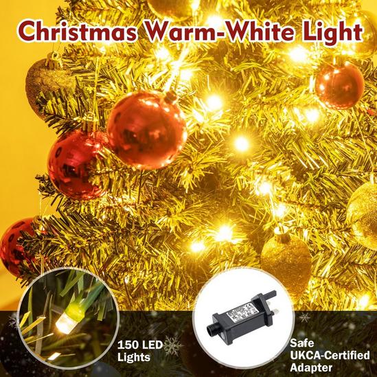Costway 5FT Slim Pencil Christmas Tree Pre-lit Festival Xmas Tree with Warm LED Lights 4