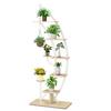 Costway 8-Tier Tall Wooden Plant Stand Rack Curved Half Moon Shape Ladder Planter Shelf W/ Top Hook thumbnail 1