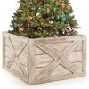 Costway Wooden Tree Collar Box  100% Solid Wood Christmas Farmhouse Wooden Tree Box W/ Hook & Loop Fasteners thumbnail 1