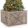 Costway Wooden Tree Collar Box  100% Solid Wood Christmas Farmhouse Wooden Tree Box W/ Hook & Loop Fasteners thumbnail 1