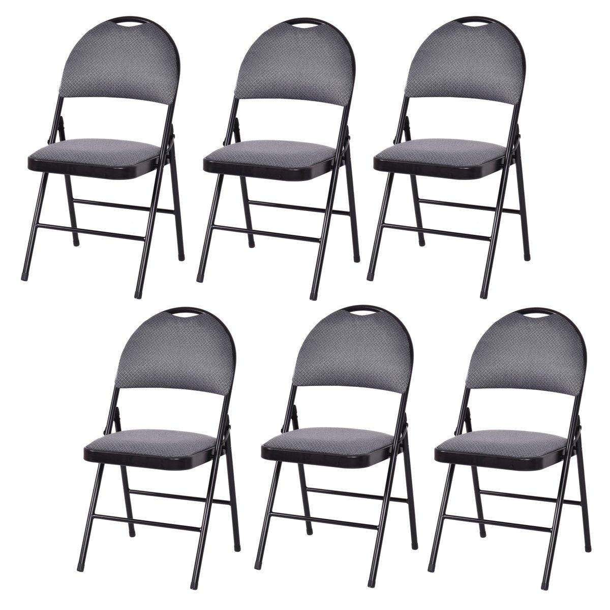 Set of 6 Folding Chair Armless Padded Kitchen Dining Seat Portable Guest Chair