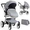Costway 2 in 1 Baby Stroller Convertible Reversible Bassinet Pram with Rain Cover Foldable Aluminum Alloy Pushchair thumbnail 1