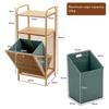 Costway Bamboo Bathroom Shelf Tilt-out Laundry Hamper Storage Organiser w/Laundry Basket thumbnail 2