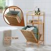 Costway Bamboo Bathroom Shelf Tilt-out Laundry Hamper Storage Organiser w/Laundry Basket thumbnail 3