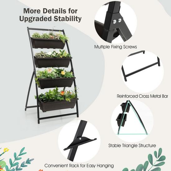 Costway 163CM 4-Tier Vertical Raised Garden Bed Elevated Planter Box w/4 Container Boxes 2