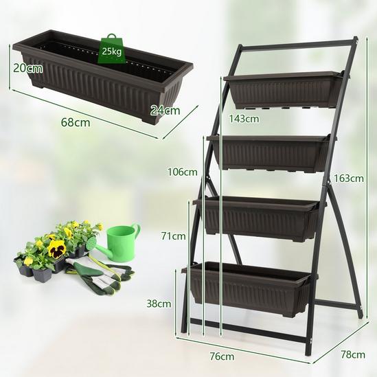 Costway 163CM 4-Tier Vertical Raised Garden Bed Elevated Planter Box w/4 Container Boxes 4