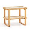 Costway Bamboo Side Table w/ Rattan Shelf 2-tier Glass Top End Table, Home Rectangular Sofa Side Accent Table thumbnail 1