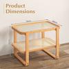 Costway Bamboo Side Table w/ Rattan Shelf 2-tier Glass Top End Table, Home Rectangular Sofa Side Accent Table thumbnail 2