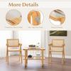 Costway Bamboo Side Table w/ Rattan Shelf 2-tier Glass Top End Table, Home Rectangular Sofa Side Accent Table thumbnail 4
