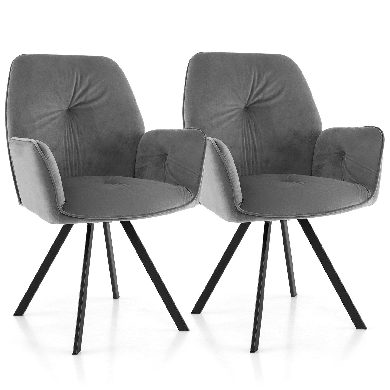 2 PCS Swivel Accent Arm Chairs with Metal Legs