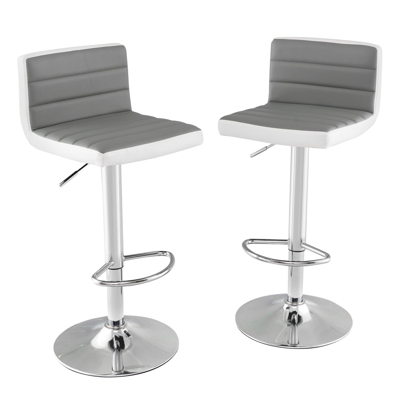 Bar Stools Set of 2 Bar Stools Adjustable Swivel PU