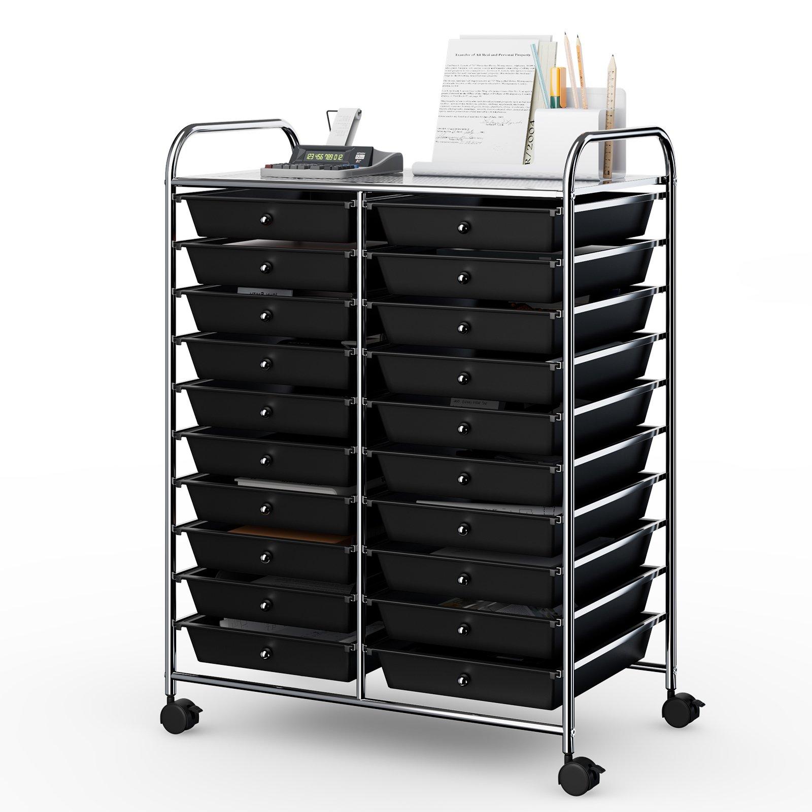 20 Drawers Storage Rolling Cart Home Office Mobile Utility Trolley Organizer