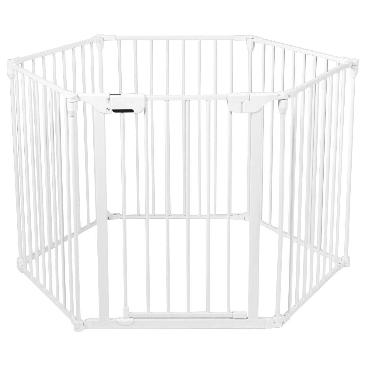 6 Panel Fireplace Fence Baby Pet Safety Gate Playpen Adjustable Room Divider