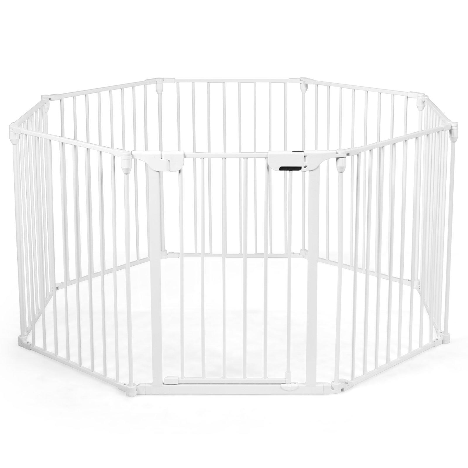 8 Panel Baby Metal PlayPen Pet Fence Playpen Foldable Room Divider 3 IN 1 White