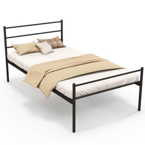 3FT Single Metal Bed Frame Heavy-duty Slatted Platform Bed Headboard & Footboard