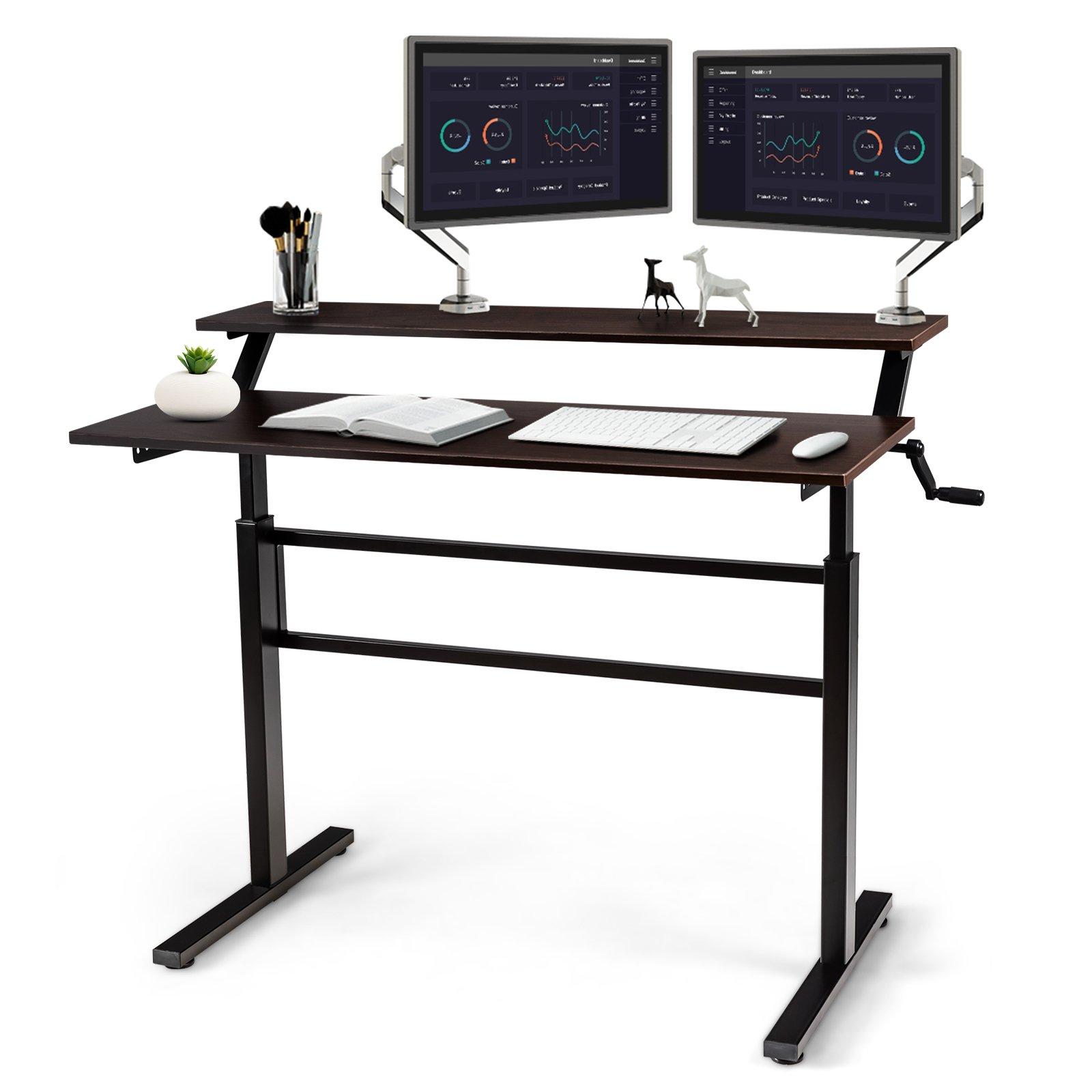 2-Tier Standing Computer Desk Sit to Stand Workstation Ergonomic Computer Table