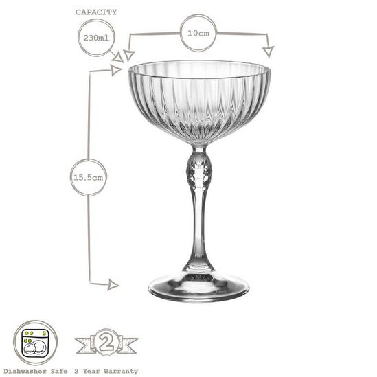 Bormioli Rocco America '20s Champagne Cocktail Saucers - 230ml - Clear - Pack of 6 3