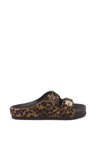 'Kimm' Hyena Leather & Cork Double Strap Sandal