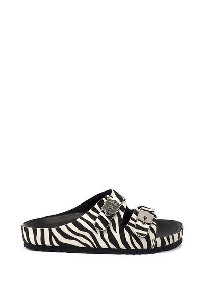 'Kimm' Zebra Leather & Cork Double Strap Sandal