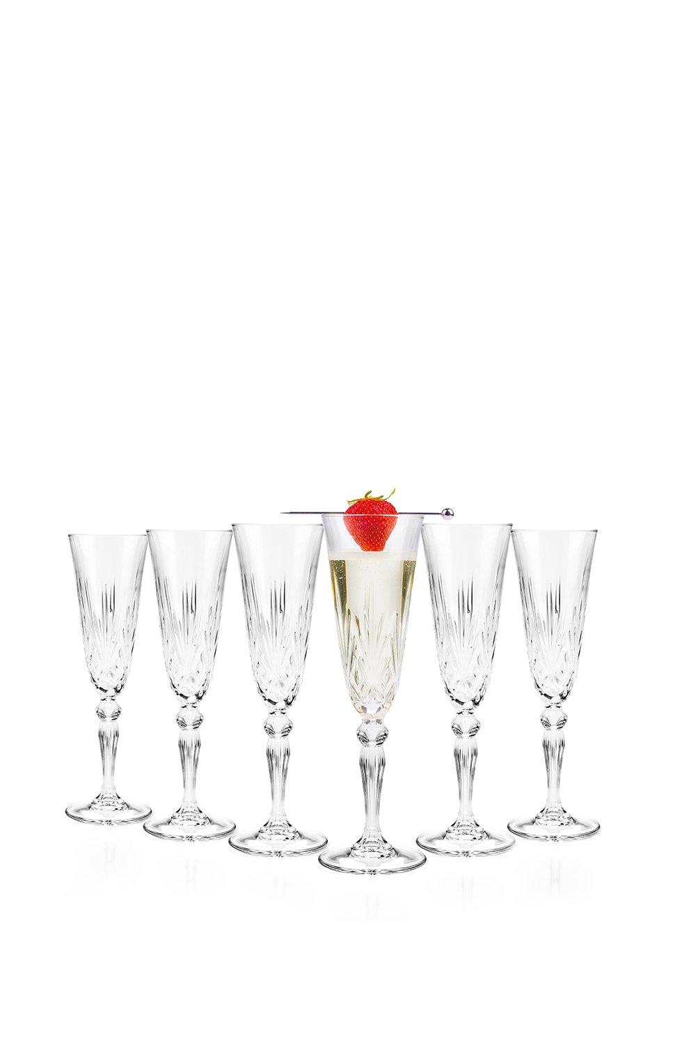 RCR Melodia Crystal Champagne Flutes, Set of 6