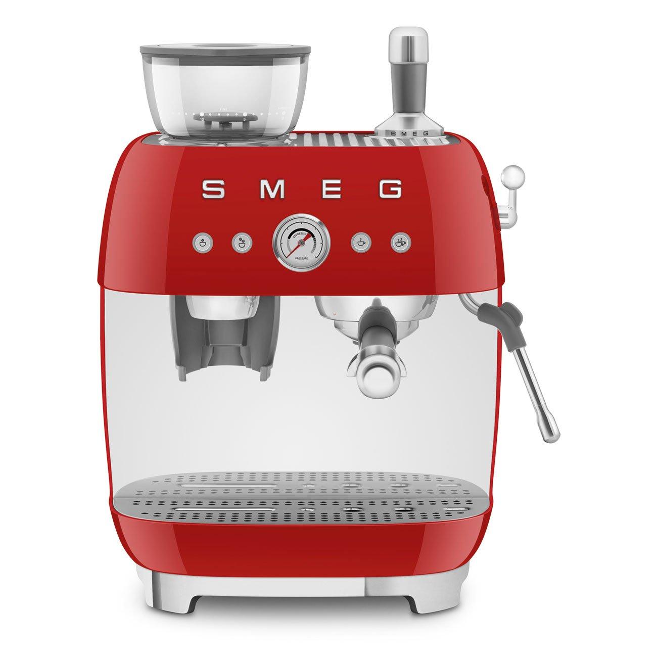 Espresso Coffee Machine with Grinder in Red