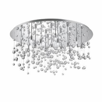 Neve 15 Light Extra Large Glass Bubbles Semi Flush Ceiling Pendant Chrome G9