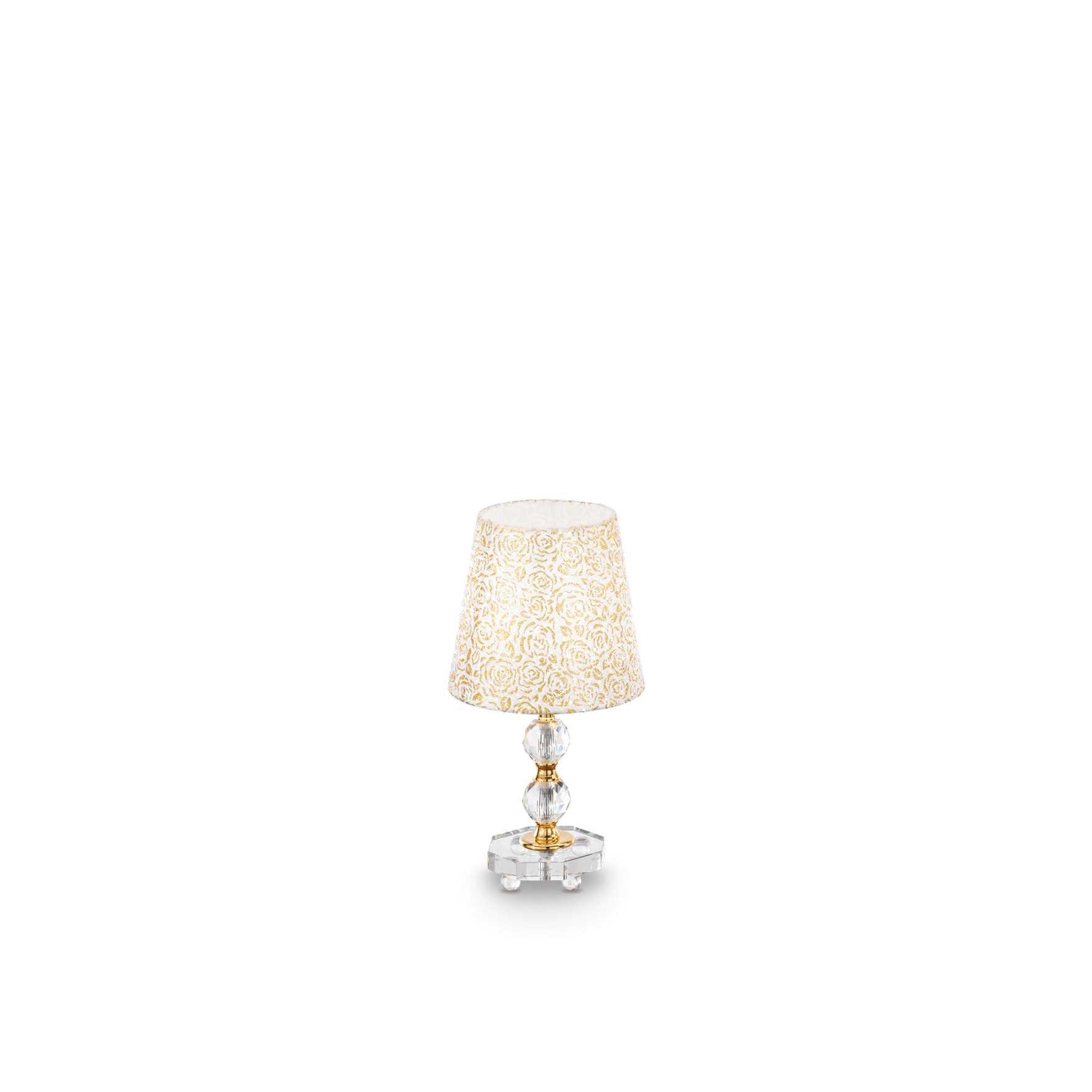 Queen 1 Light Small Table Lamp Gold with Glass Decoration E27